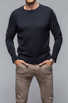 Fidelio Washed Cashmere Sweater in Navy | Mens - Sweaters | Massimo Alba