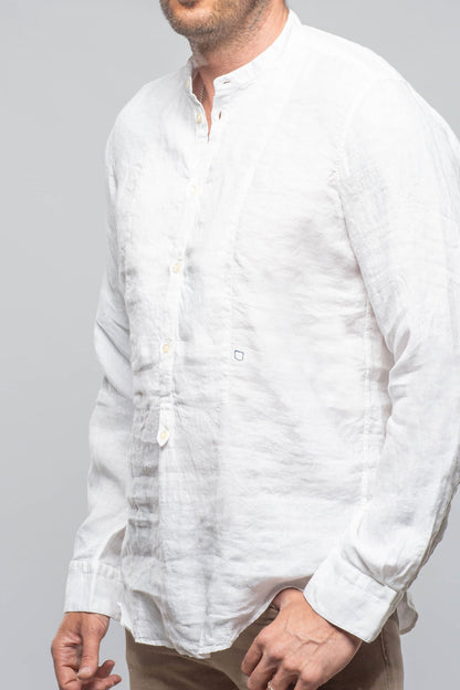 Bianco Banded Linen Jersey | Mens - Shirts - Dress | Massimo Alba