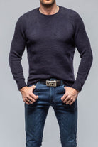 Henry Crew Neck Cashmere Sweater In Blue Navy | Mens - Sweaters | Avant Toi