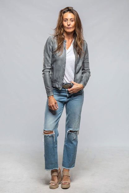 Ania Washed Leather Jacket In Steel Grey | Ladies - Outerwear - Leather | Axel's