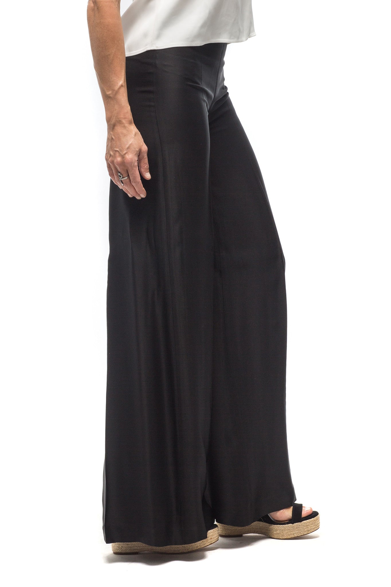 Maxi Sharkskin Pant In Black | Ladies - Pants - Slacks | T.ba