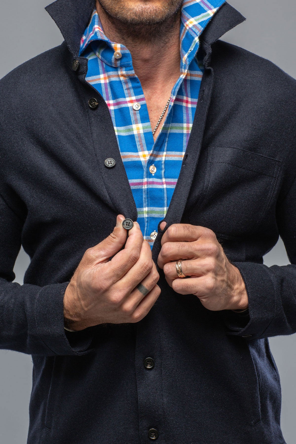 Sooter Cashmere Shirt In Navy | Mens - Sweaters | Baldassari