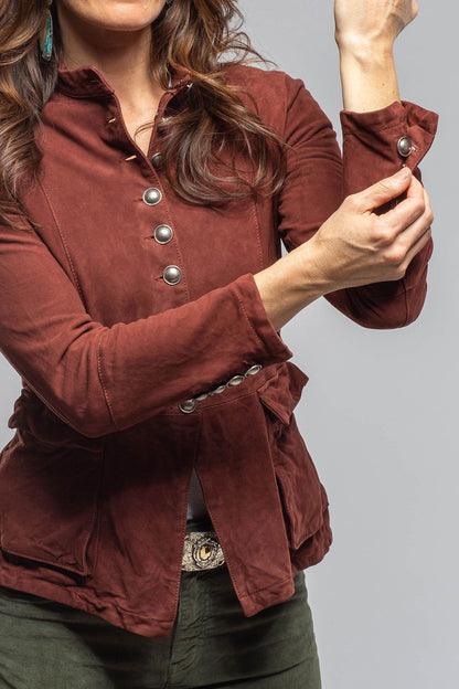 Scarlet Washed Suede Shirt In Burgundy | Ladies - Outerwear - Leather | Axel's Renegade