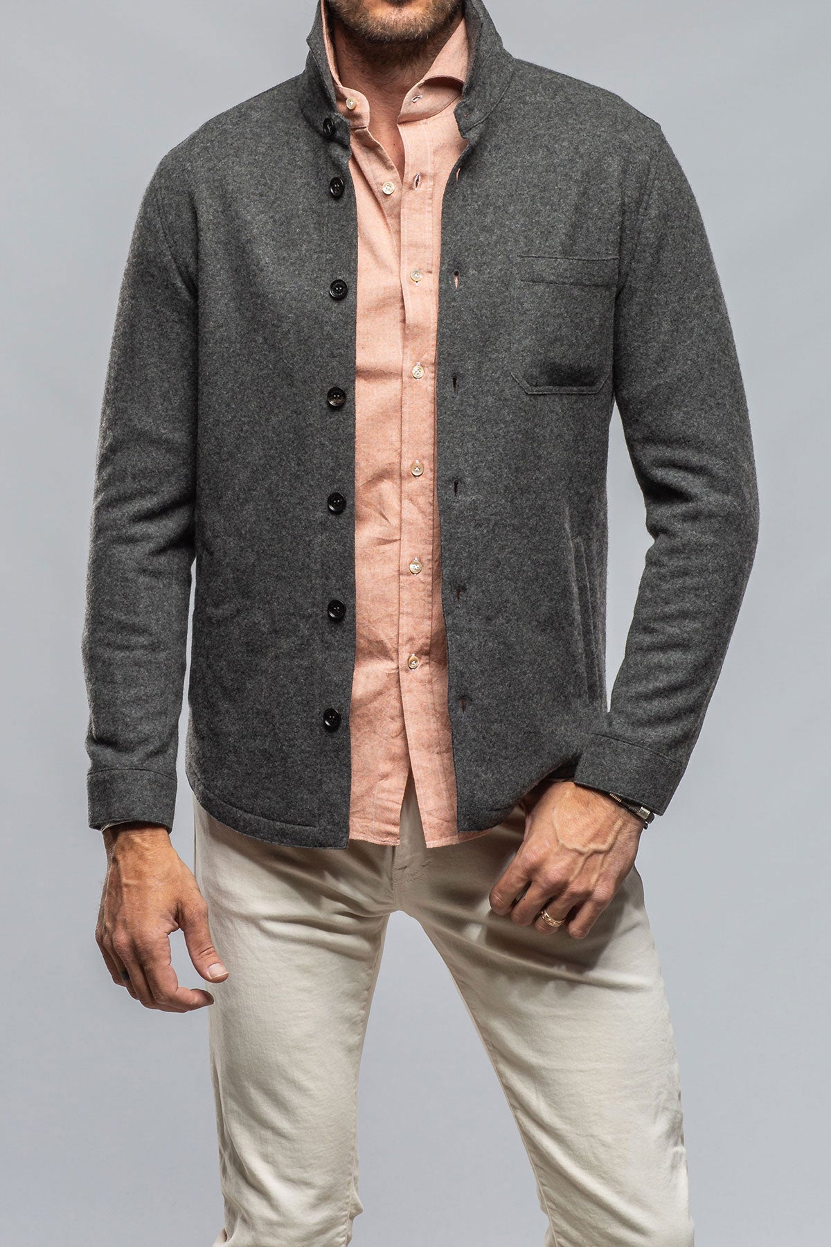 Sooter Cashmere Shirt In Charcoal | Mens - Sweaters | Axels-BDSR
