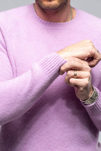 Henry Crew Neck Cashmere Sweater In Lavender