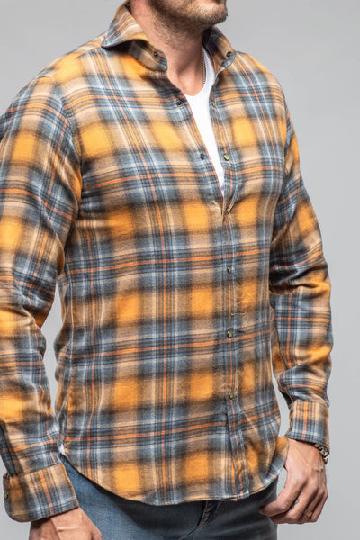 Sunbeam Cotton Check Snap Shirt In Orange Blue