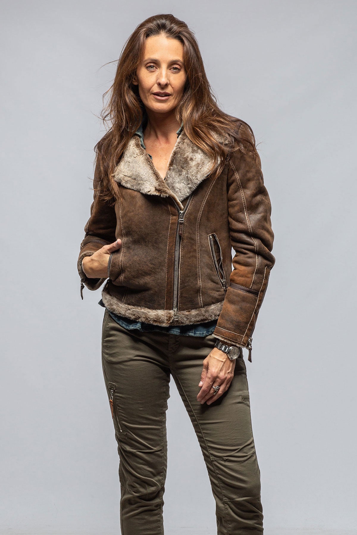 Evelyn Side Zip Moto Shearling | Samples - Ladies - Outerwear - Shearling | Gimo's