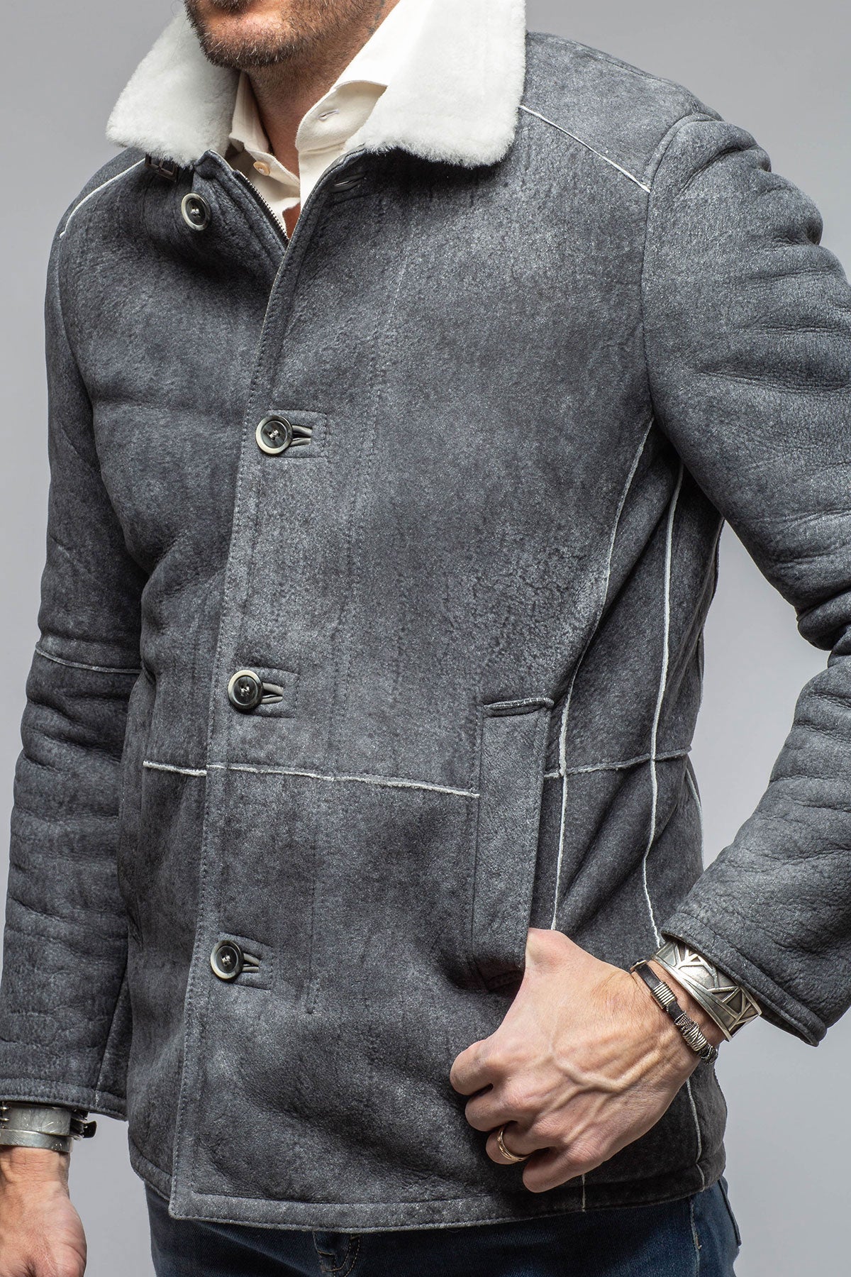 Denali Shearling In Grey | Samples - Mens - Outerwear - Shearling | DiBello