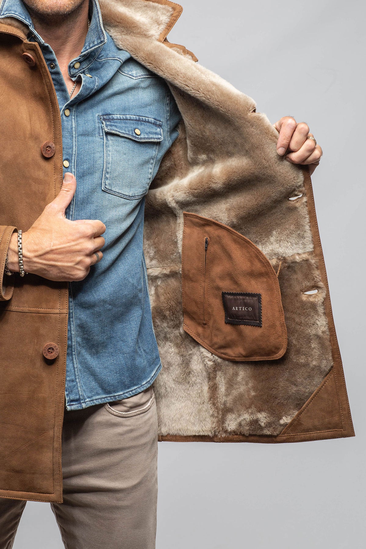 Red Stone Collection Cold River Shearling In Castagna Mens - Outerwear - Shearling