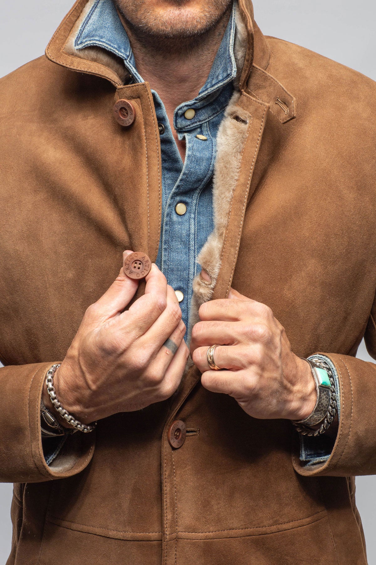 Red Stone Collection Cold River Shearling In Castagna Mens - Outerwear - Shearling