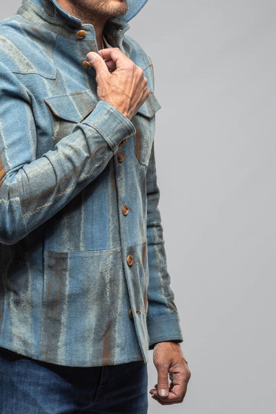 Red Stone Collection Rebel One Distressed Shirt In Blue Mens - Outerwear - Leather