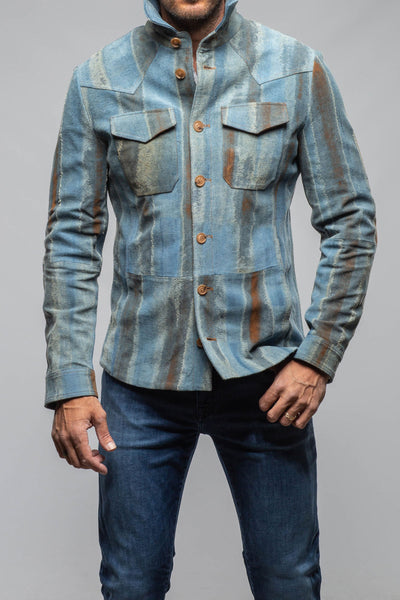 Red Stone Collection Rebel One Distressed Shirt In Blue Mens - Outerwear - Leather