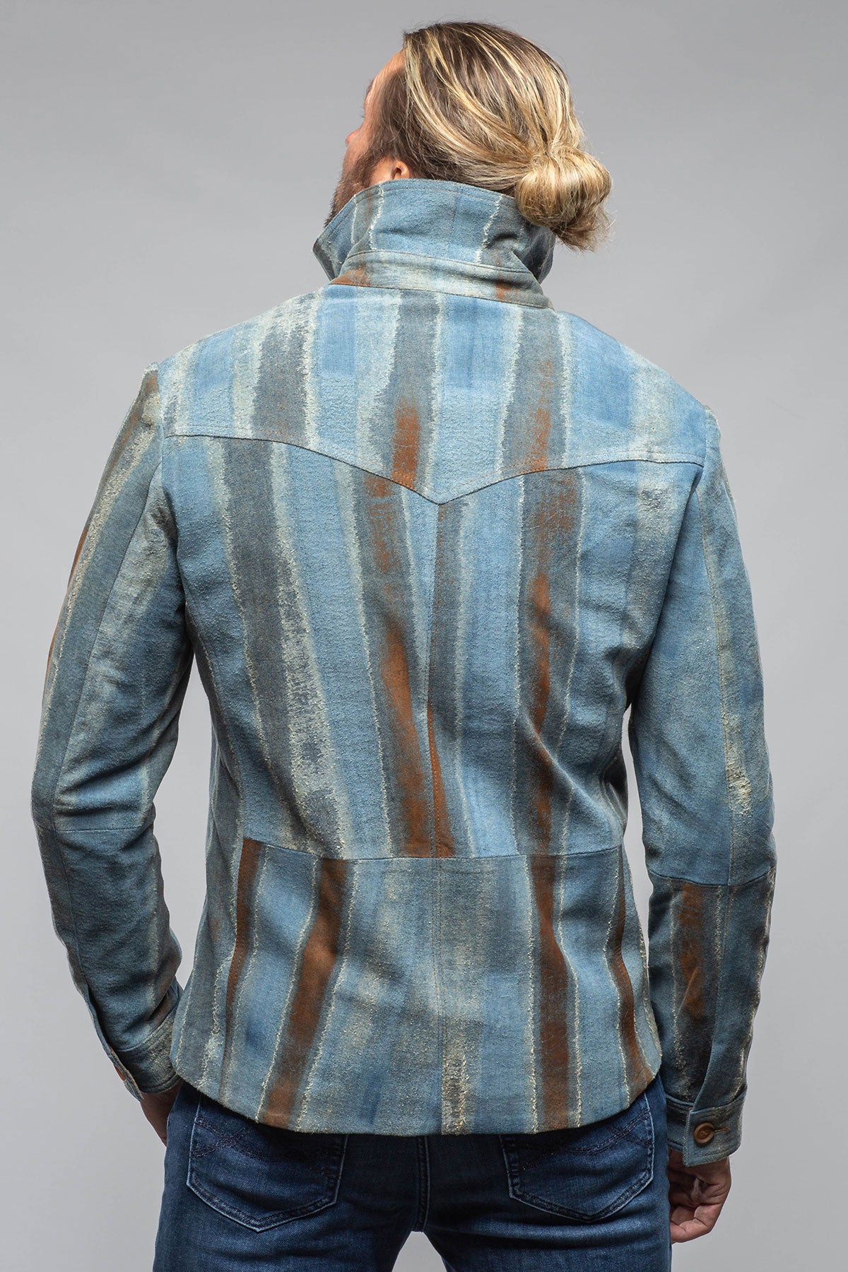 Red Stone Collection Rebel One Distressed Shirt In Blue Mens - Outerwear - Leather