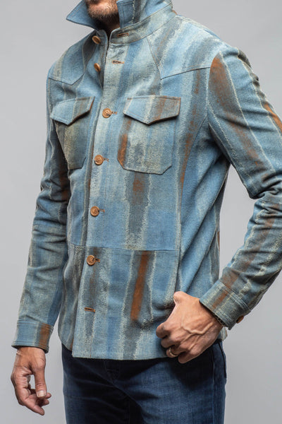 Red Stone Collection Rebel One Distressed Shirt In Blue Mens - Outerwear - Leather