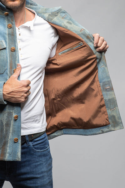 Red Stone Collection Rebel One Distressed Shirt In Blue Mens - Outerwear - Leather