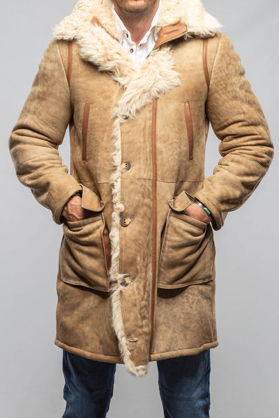 Red Stone Collection Rustic Mid length Shearling In Champagne Mens - Outerwear - Shearling