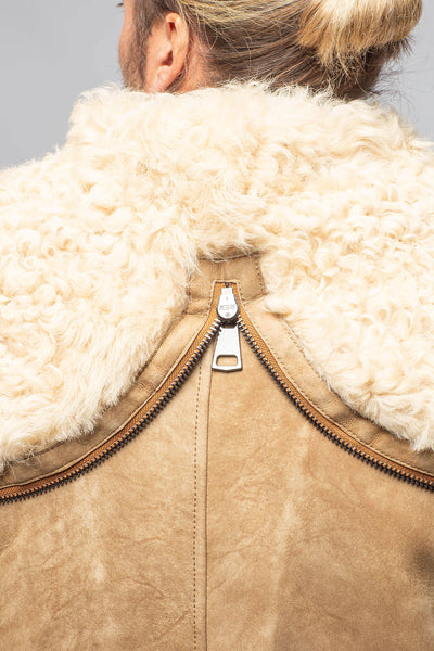 Red Stone Collection Rustic Mid length Shearling In Champagne Mens - Outerwear - Shearling