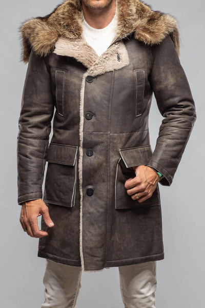 Red Stone Collection Rustic Mid length Shearling In Natural Rock Mens - Outerwear - Shearling