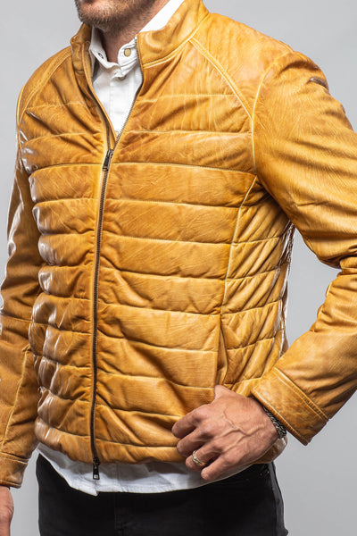Red Stone Collection Vintage Leather Quilted Jacket In Honey Mens - Outerwear - Leather