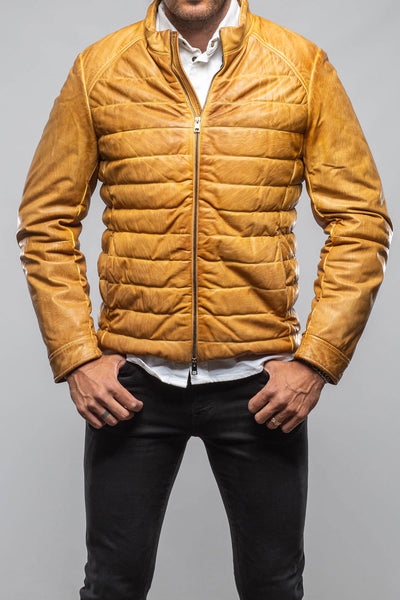 Red Stone Collection Vintage Leather Quilted Jacket In Honey Mens - Outerwear - Leather