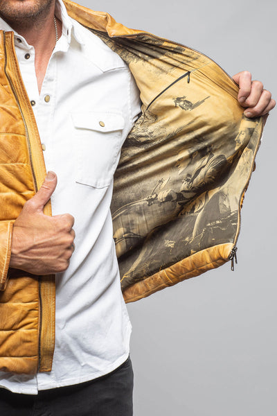 Red Stone Collection Vintage Leather Quilted Jacket In Honey Mens - Outerwear - Leather