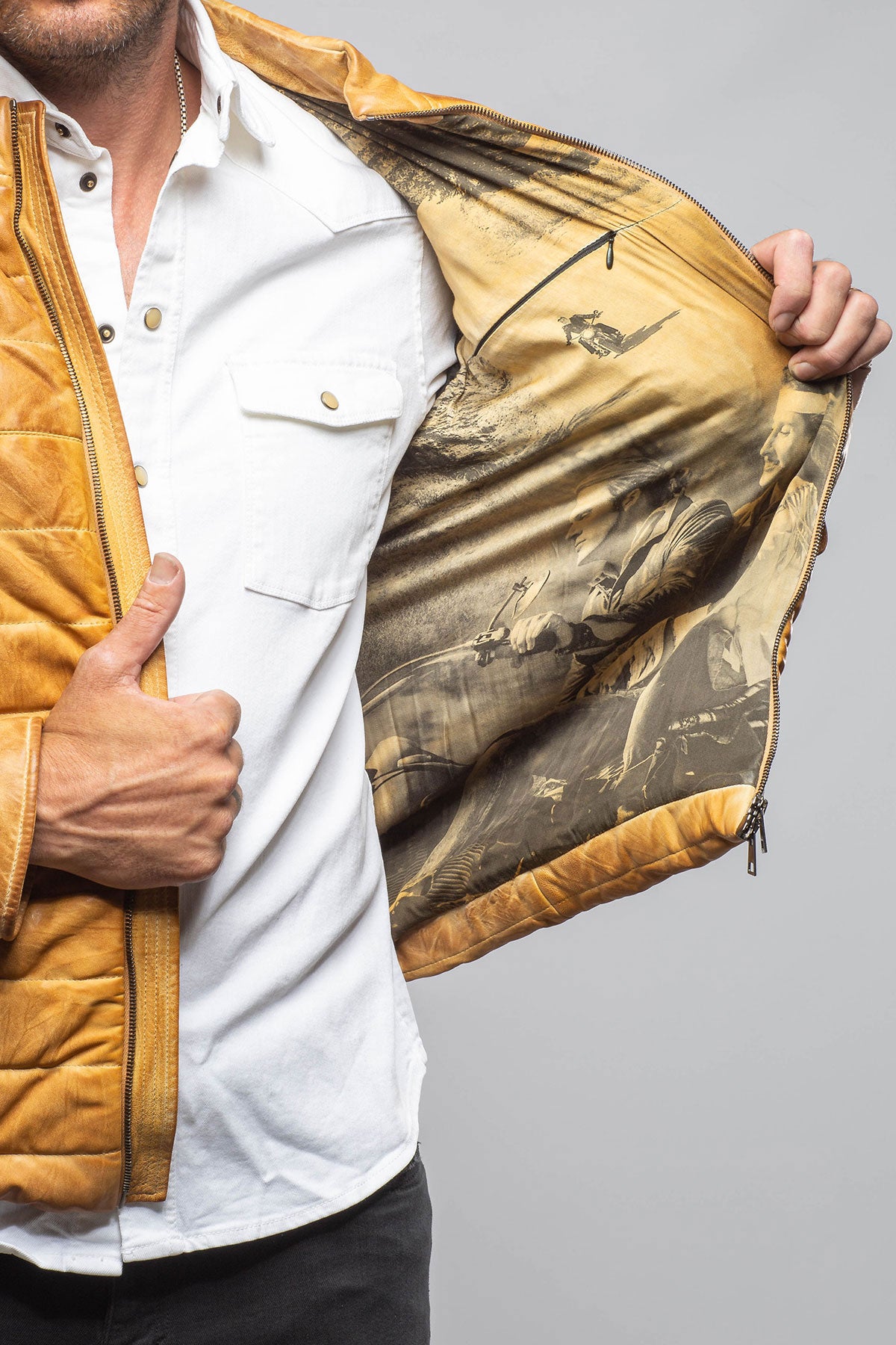 Red Stone Collection | Vintage Leather Quilted Jacket In Honey | Mens - Outerwear - Leather 