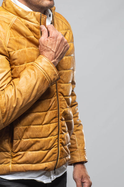 Red Stone Collection | Vintage Leather Quilted Jacket In Honey | Mens - Outerwear - Leather 