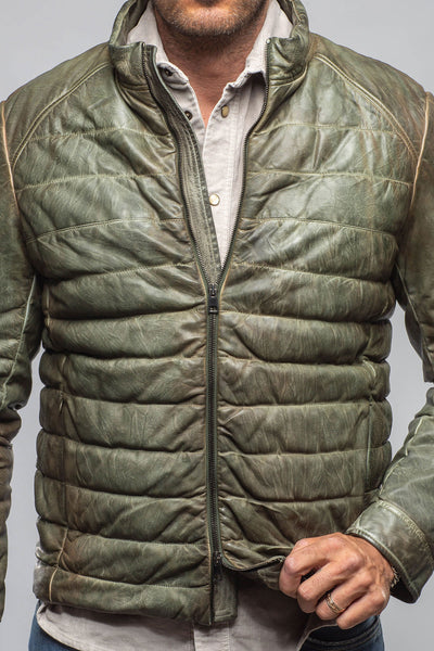 Red Stone Collection Vintage Leather Quilted Jacket In Military Mens - Outerwear - Leather