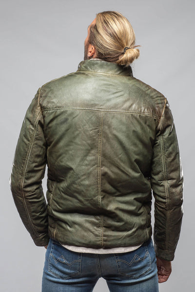 Red Stone Collection Vintage Leather Quilted Jacket In Military Mens - Outerwear - Leather