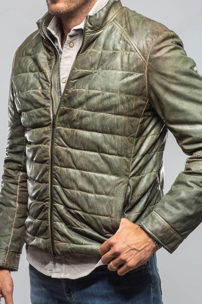 Red Stone Collection Vintage Leather Quilted Jacket In Military Mens - Outerwear - Leather