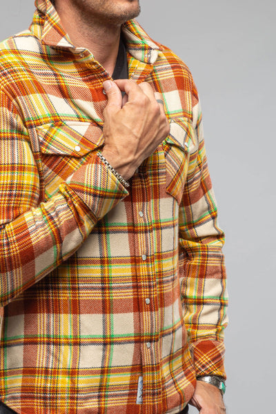 Richard Grand Cashmere Flannel Snap Shirt In Brick Yellow Mens - Shirts