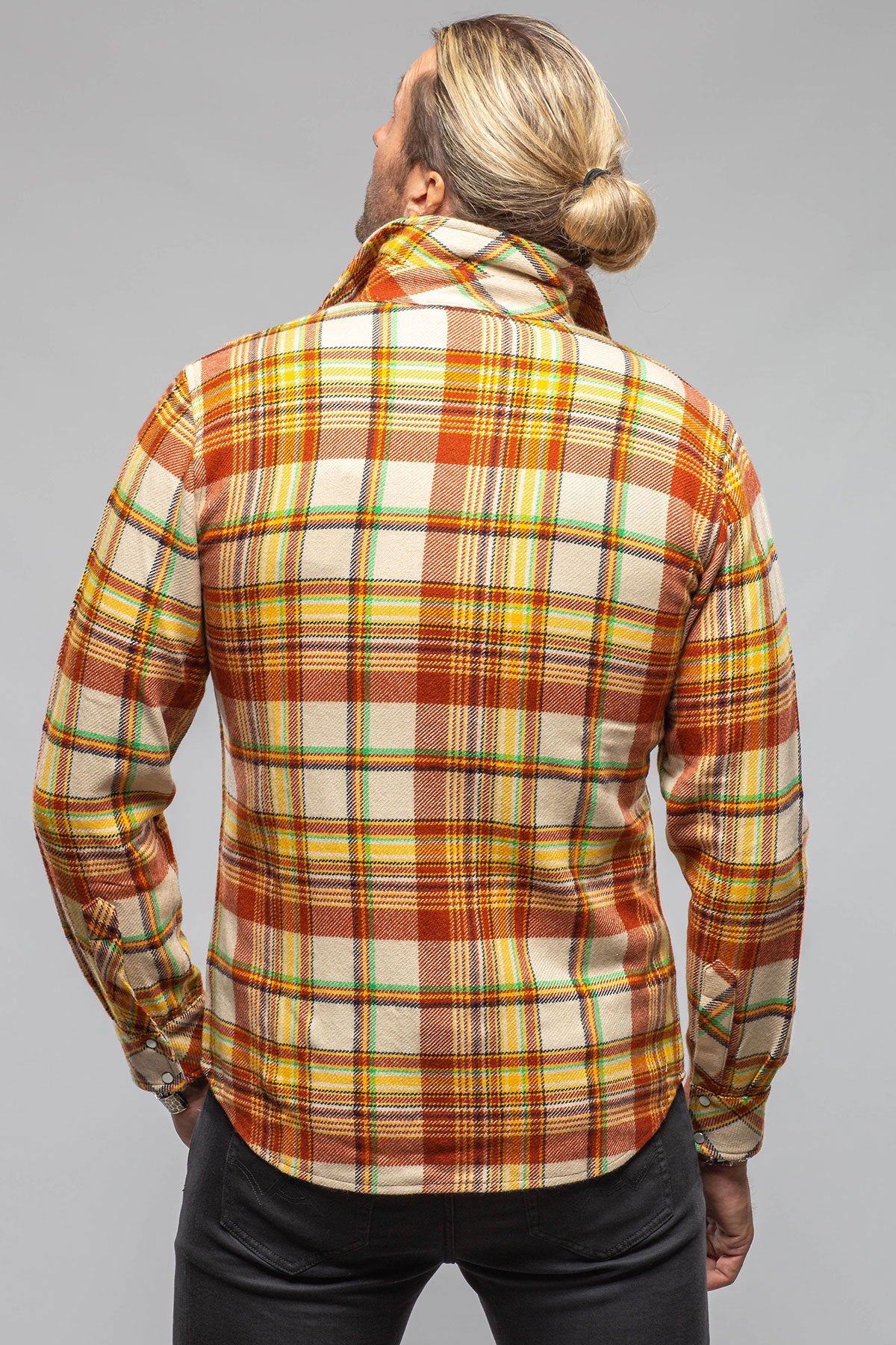 Richard Grand Cashmere Flannel Snap Shirt In Brick Yellow Mens - Shirts