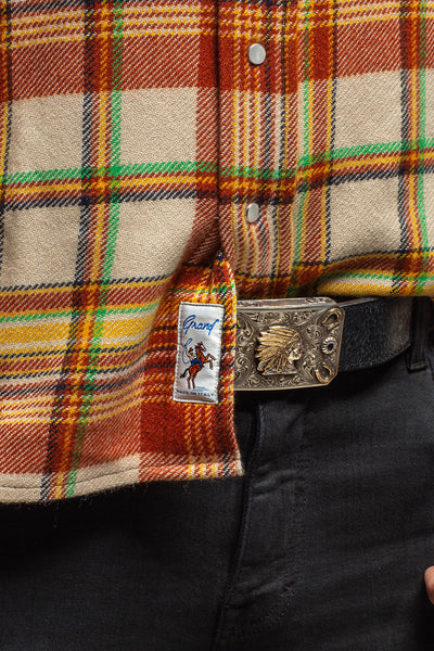 Richard Grand Cashmere Flannel Snap Shirt In Brick Yellow Mens - Shirts