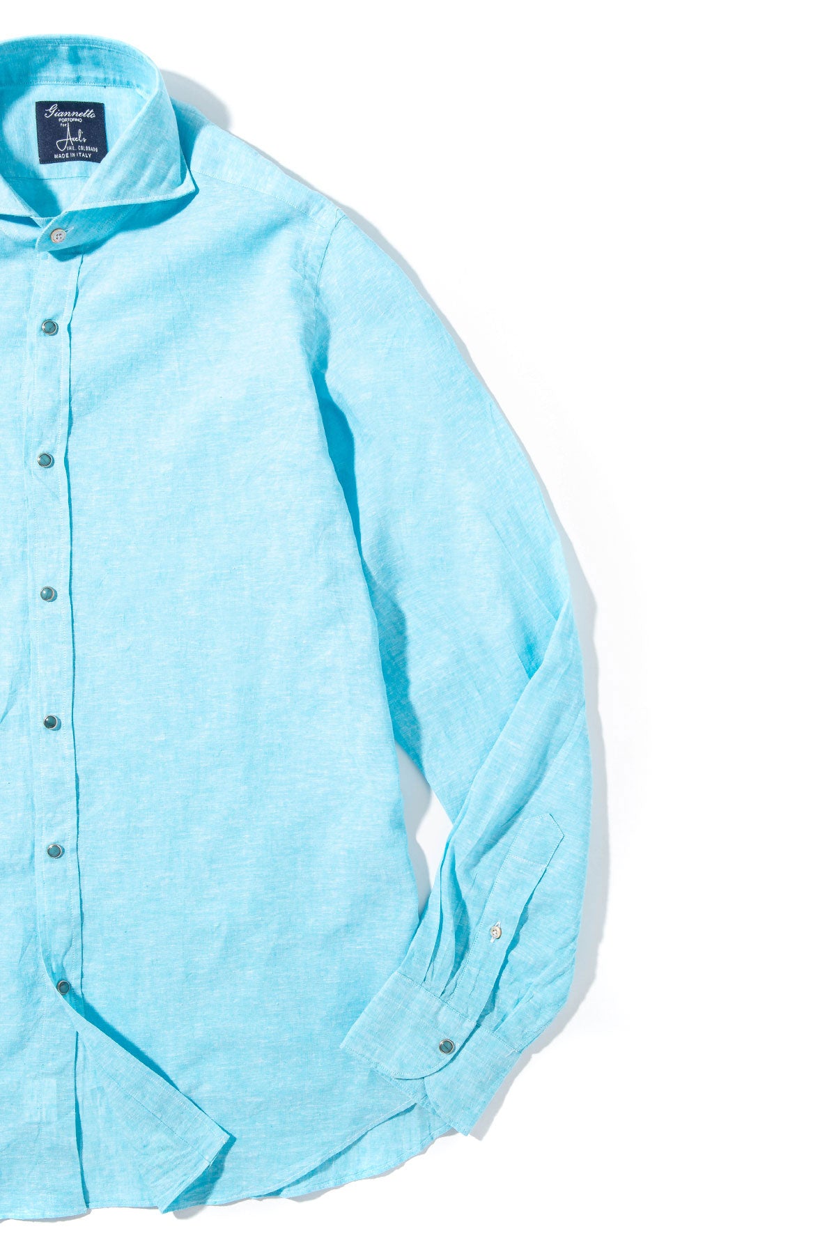 Mach Linen Cotton Shirt in Turquoise | Mens - Shirts - Dress | Giannetto Portofino