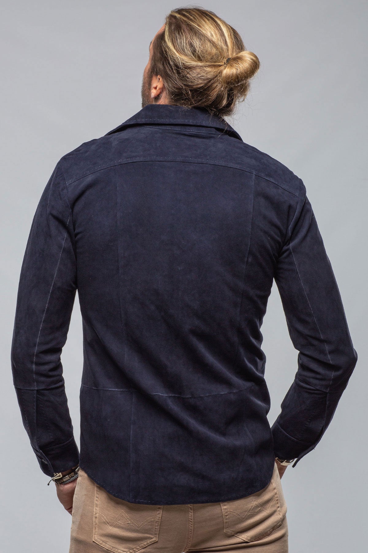 Robert Comstock Balanced Suede Shirt In Blue Mens - Outerwear - Leather