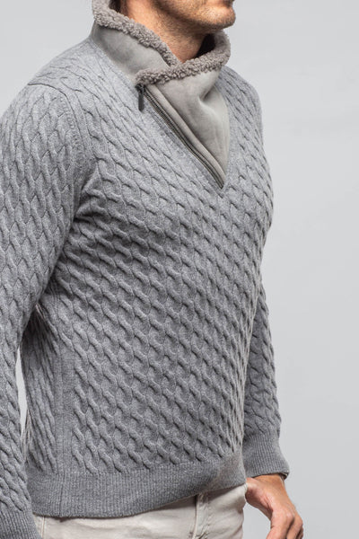Robert Comstock | Timbers Cashmere Shearling Sweater In Grey | Mens - Sweaters 