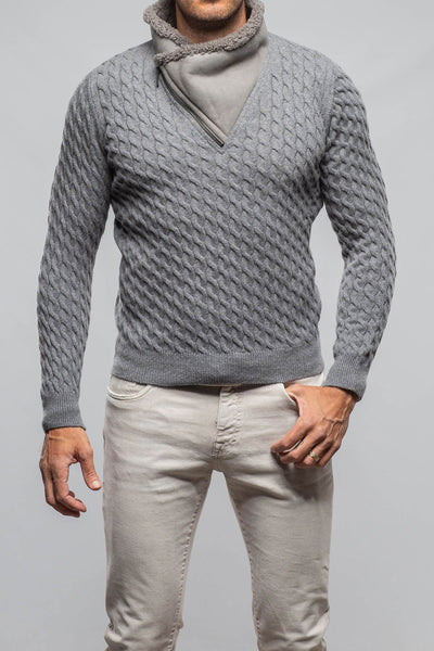 Robert Comstock | Timbers Cashmere Shearling Sweater In Grey | Mens - Sweaters 