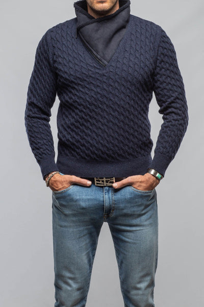 Robert Comstock | Timbers Cashmere Shearling Sweater In Navy | Mens - Sweaters 