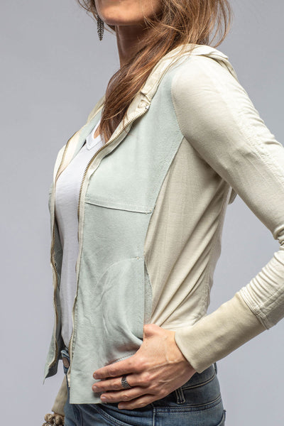Roncarati Cruiser Suede & Jersey Hoodie In Milk Ladies - Outerwear - Leather