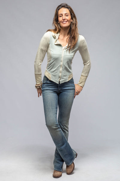 Roncarati Cruiser Suede & Jersey Hoodie In Milk Ladies - Outerwear - Leather