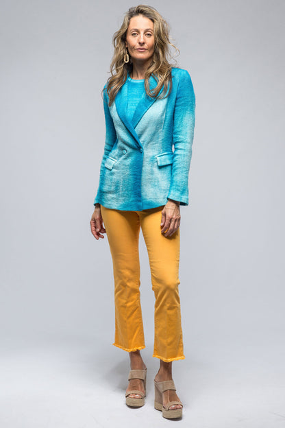 Roberta Dbl Brstd Shaded Jacket In Turquoise