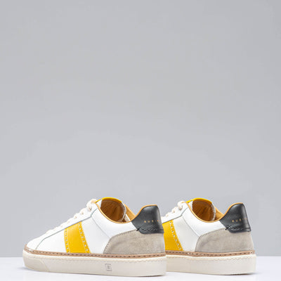 The Mustang Stripe Shoe In White/ Yellow | Mens - Shoes | Rubirosa