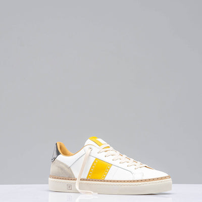 The Mustang Stripe Shoe In White/ Yellow | Mens - Shoes | Rubirosa