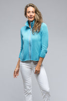 Crete Zip Sweater in Pool Blue | Ladies - Sweaters | Amina Rubinacci