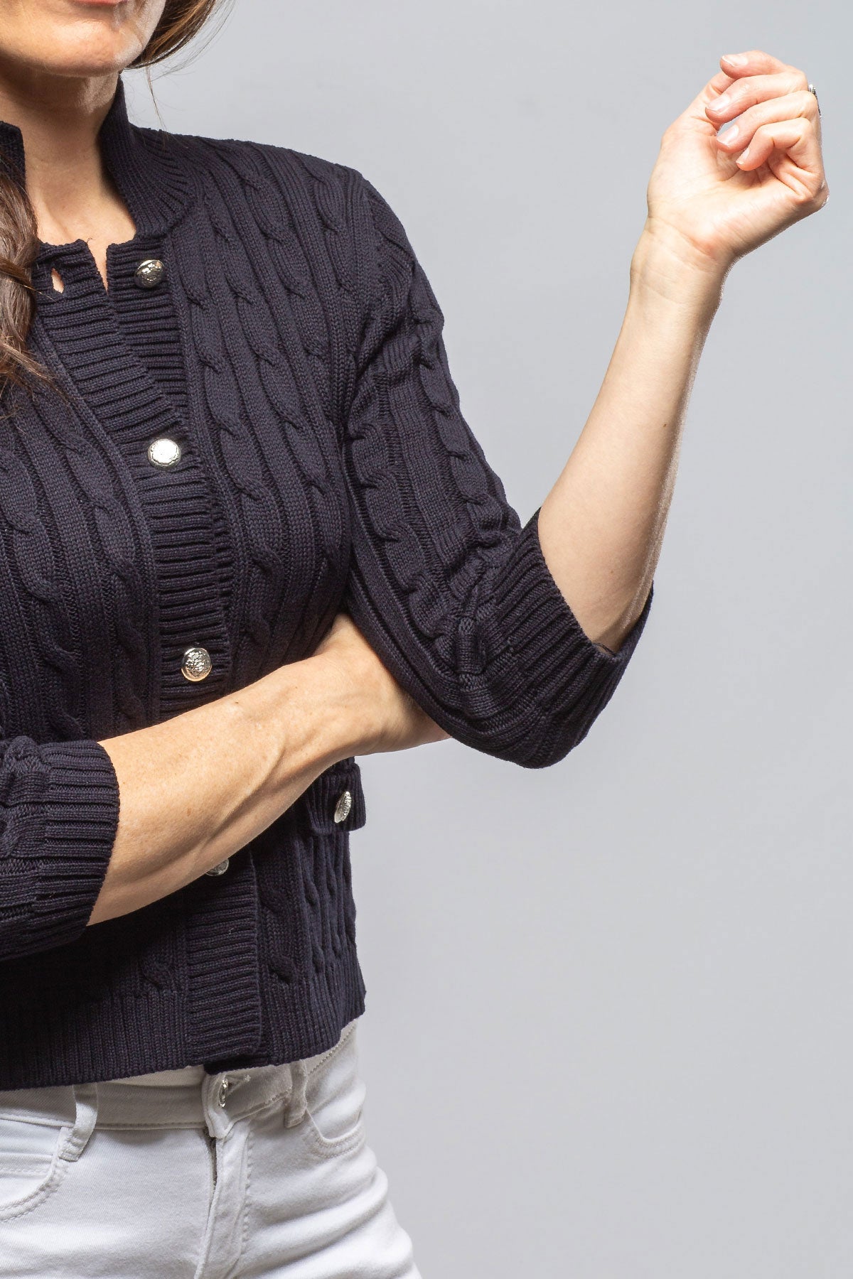 Naxos Short Sweater In Navy | Ladies - Sweaters | Amina Rubinacci