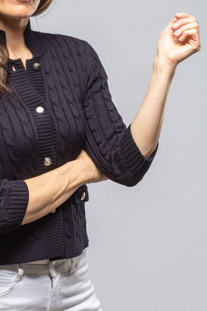 Naxos Short Sweater In Navy | Ladies - Sweaters | Amina Rubinacci