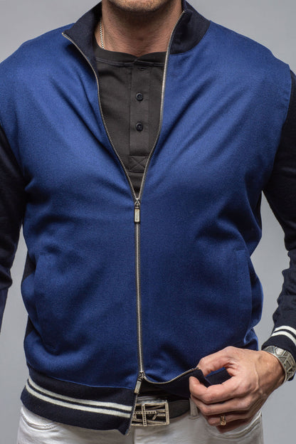 Entoto Cashmere Baseball Jacket In Navy