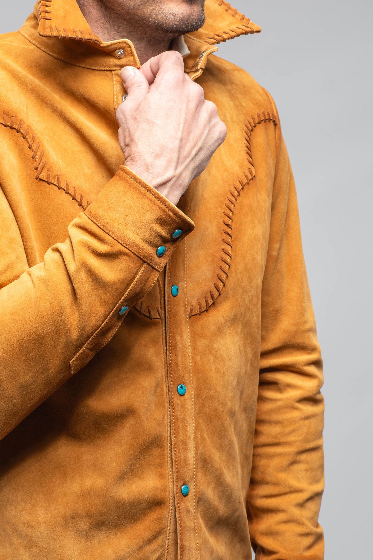 Deleon Buck Stitch Suede Overshirt