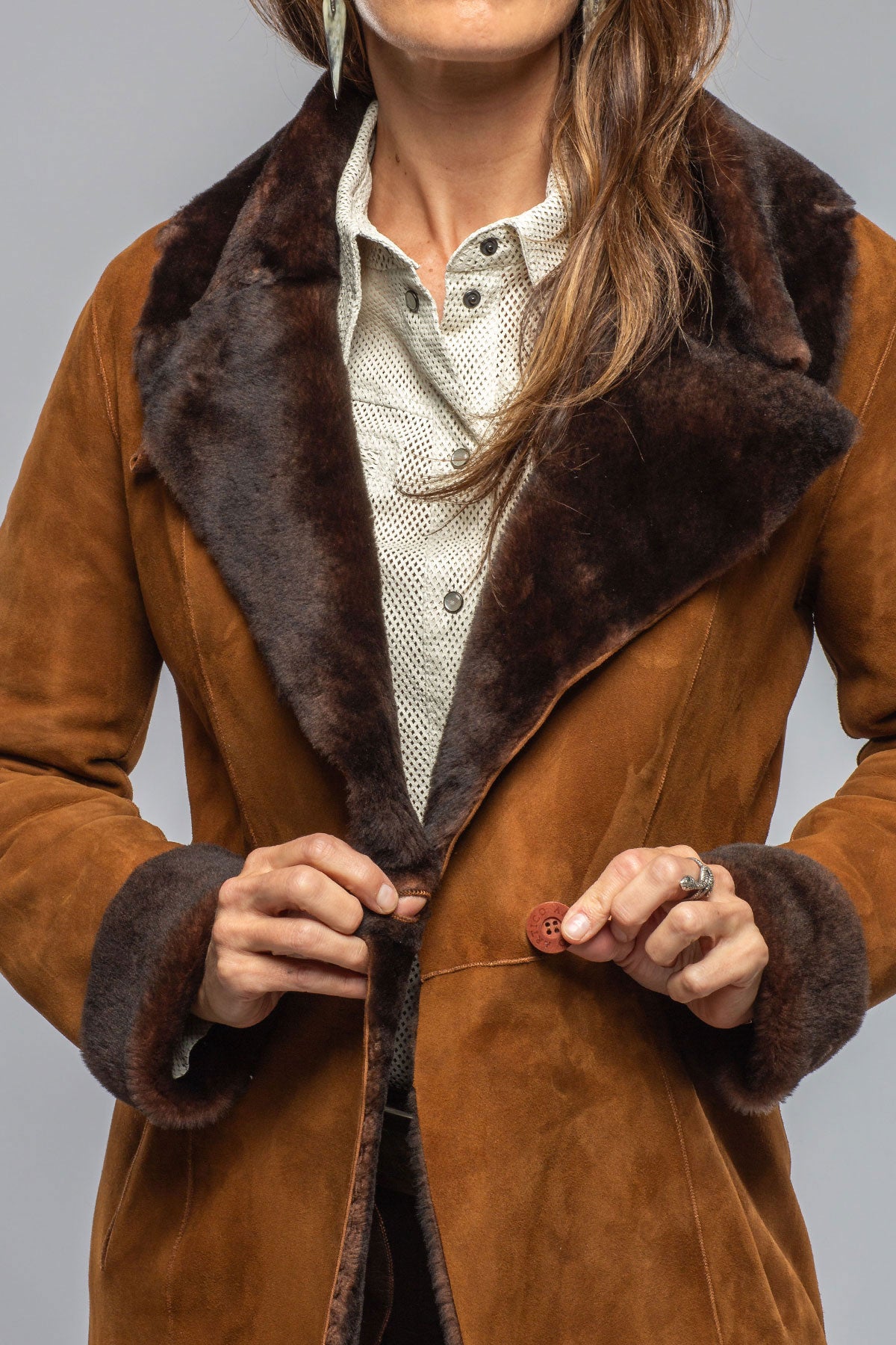 Mercedes Long Shearling In Cognac | Ladies - Outerwear - Shearling | Artico