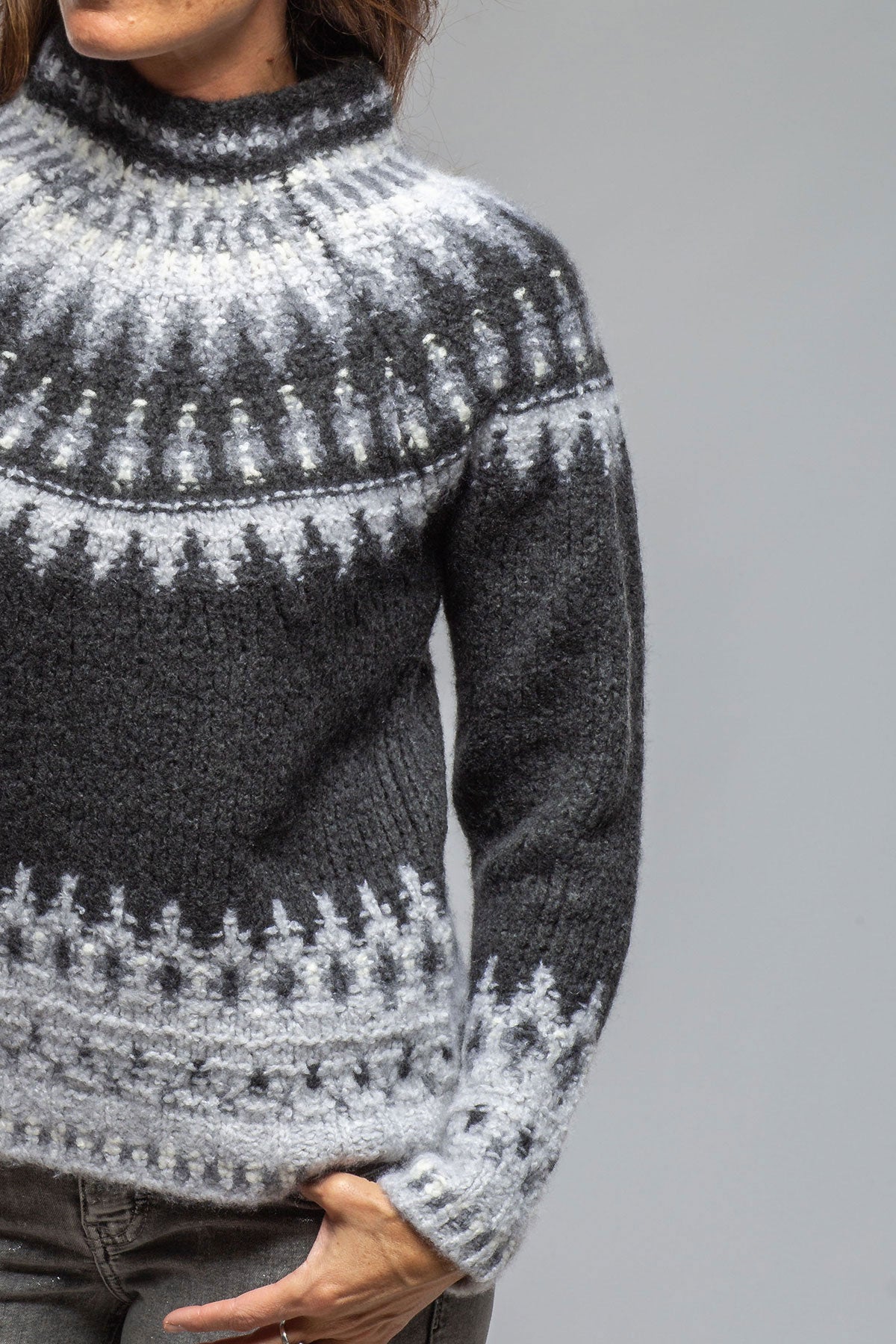 Andean Mock Neck Sweater In Charcoal | Ladies - Sweaters | Sonia Villa